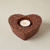 Genuine Gemstone Heart Tealight Holder – Real Red Jasper, Peridot or Tiger's Eye Chips – Romantic Décor for Bedroom, Bathroom & Wedding Centerpiece