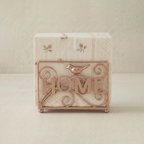 Rose Gold Home Bird Metal Napkin Holder