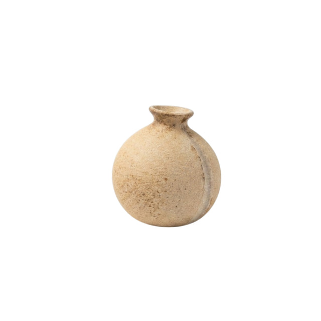 Round Textured Wooden Bud Vase
