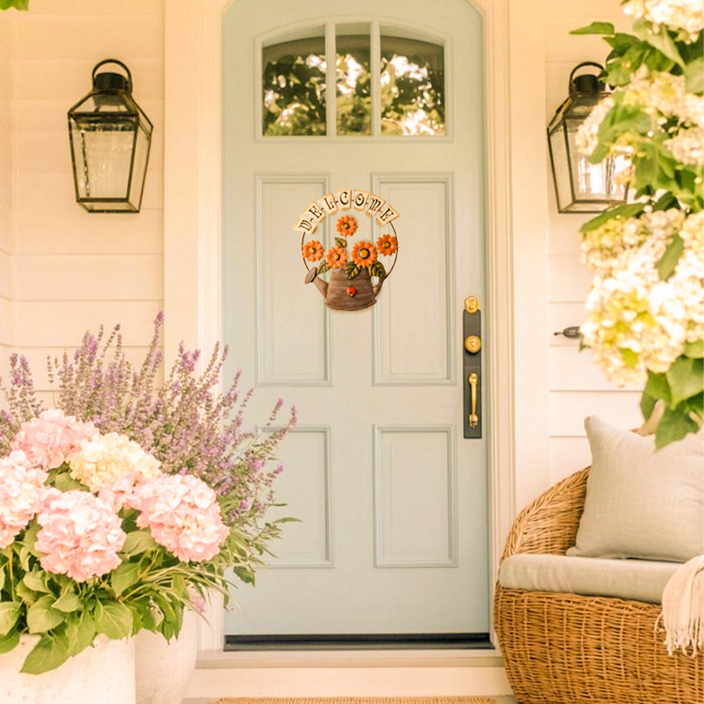 Rustic Welcome Watering Can Wall Hanging Vintage Sunflower Iron Art for Kitchen Porch Decor Hang On The Green Door 090816