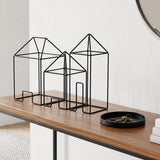 S-M-L wirehouses on wood table
