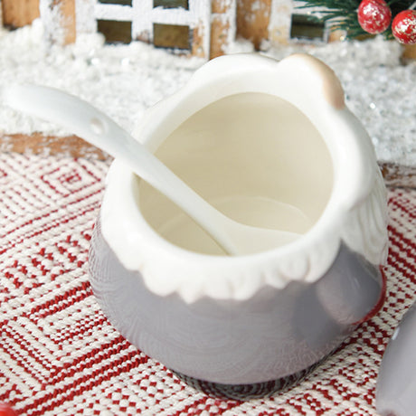 Santa Claus Ceramic Spice Jar, Seasoning Container with Spoons Lids Details 1 081104