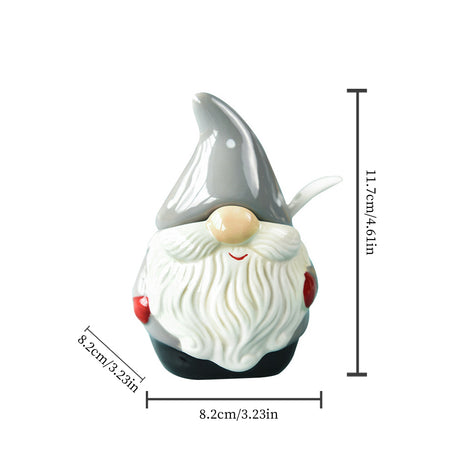 Santa Claus Ceramic Spice Jar, Seasoning Container with Spoons Lids Size Chart 081104