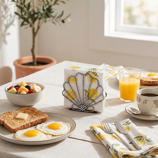 Scallop Napkin Holder With Lemon Pattern