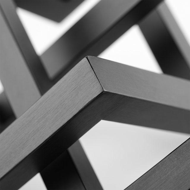 Modern Geometric Metal Sculpture, Interlocking Rectangular Frames Tabletop Decor – Matte Black Art Piece for Living Room Office Shelf