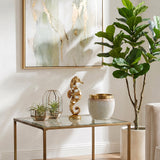 Seahorse statue on glass table
