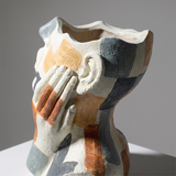 Abstract Face Vase – Resin Human Bust Sculpture & Flower Vase, Boho Home Décor for Shelf, Mantle & Dining Table | Unique Art Lover Gift, 10.4" Tall
