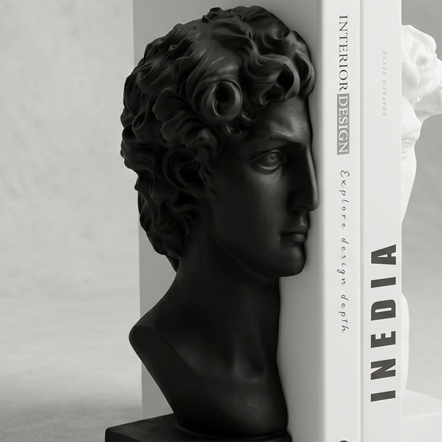 Side profile black david bust bookend