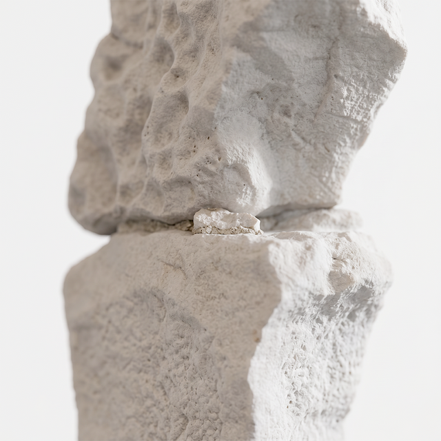 Side view cracked stone figure detail