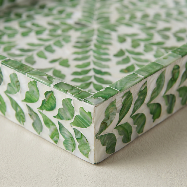 Side view textured leaf print tray