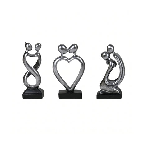 Silver Abstract Couple Sculpture Set
