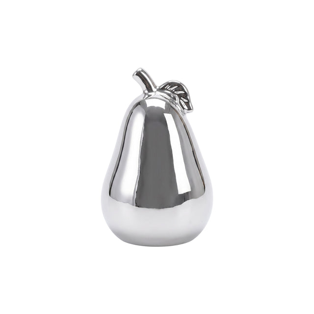 Silver Electroplated Pear Ceramic Decor
