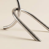 Sculptural Knot Bookends Set of 2, Decorative Polished Stainless Steel Bookend Pair for Shelf, Desk and Mantel
