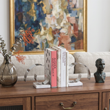 Decorative Silver Spiral C-Form Bookends with White Marble Base Set of 2– Modern Stainless Steel & Marble Book-Ends for Shelves, Desk & Living Room