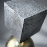 Geometric Balance Sculpture – Modern Resin Tabletop Art Figurine | Gold, Silver & Charcoal Tones, Office & Living Room Décor, Unique Housewarming Gift