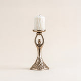 Silver figure single candlestick