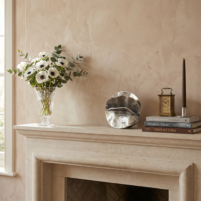 Sculptural Aluminum Orb — Folded Petal Design, Hand-Aged Antique Silver Finish | Decorative Accent for Shelf, Mantel & Sideboard