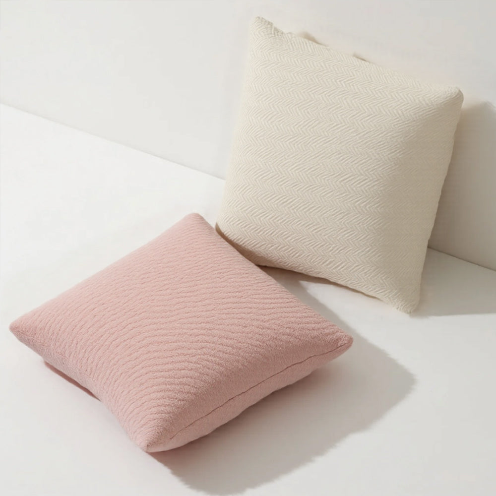 Single Sided Rabbit Fur Plush Solid Color Woven Texture Home Decor Pillow Collection