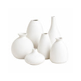 Six Piece Matte White Ceramic Vase Set