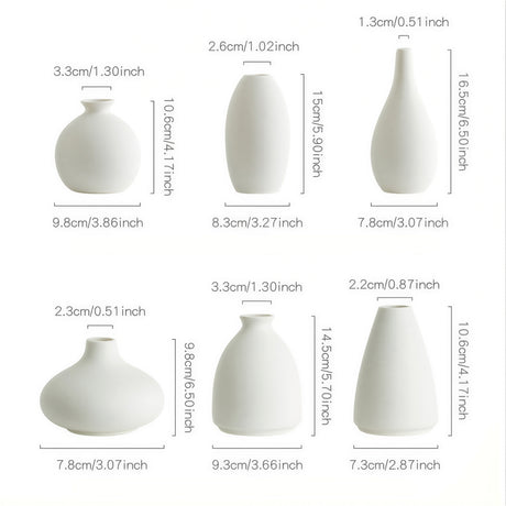 Six Vase Set With Size Markings