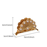Size labeled gilded peacock tissue stand