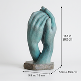 Sized blue praying hands statue spec