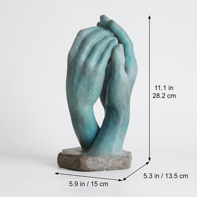 Sized blue praying hands statue spec