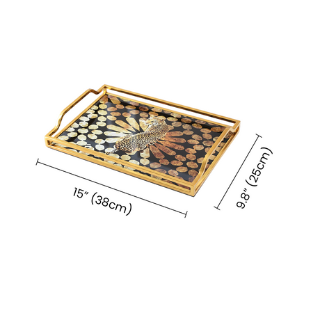 Sized gold frame leopard tray