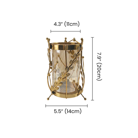 Sized gold metal glass flower vase