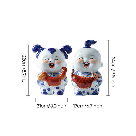 Sized porcelain lucky child figurines