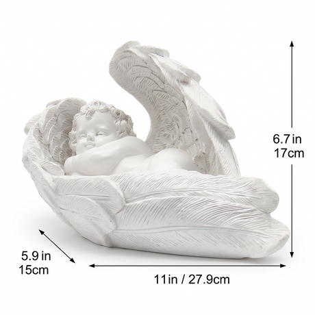 Sized winged baby angel sculpture