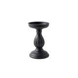 Small Black Fluted Wooden Candle Holder