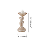 Handcrafted Wood Cactus Candle Holder - Whitewashed Rustic Boho Candlestick for Table, Shelf & Mantel