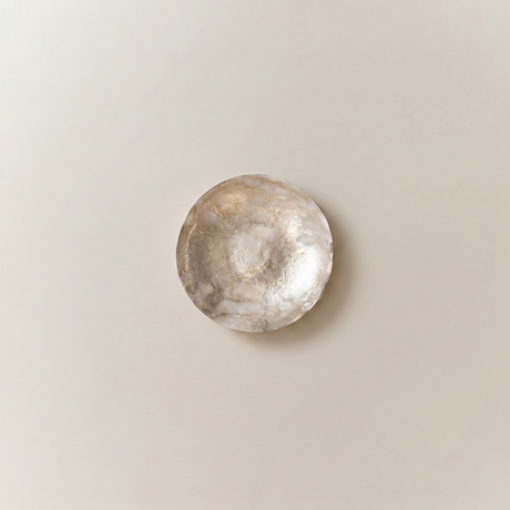 Decorative Glass Plate with Gold Foil Texture — Amber Pearl Finish, Concave Catchall Dish for Wall Art, Mantel & Shelf Display, Modern Organic Home Décor