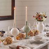 Modern Glossy Metal Ball Taper Candle Holder Set of 2, Powder Coated Sphere Pedestal Candlestick Holders for Dining Table Centerpiece