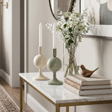 Modern Glossy Metal Ball Taper Candle Holder Set of 2, Powder Coated Sphere Pedestal Candlestick Holders for Dining Table Centerpiece