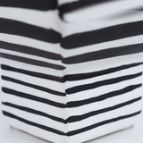 Black and White Striped Ceramic Pedestal Decorative Object, Hand Painted Accent Piece for Entryway, Console, and Coffee Table Decor