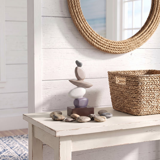 Stacked Resin Stone Decor On White Table