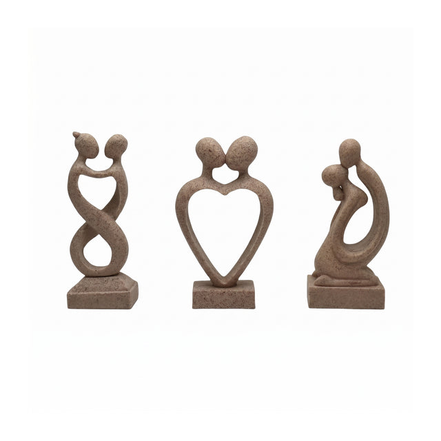 Stone Color Abstract Couple Sculpture Set