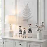 Striped Chicken Set On White Dresser