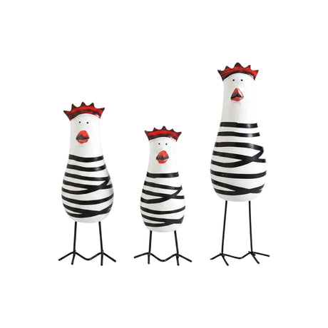 Striped Wooden Chicken Decor Set