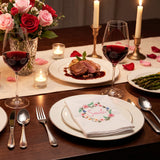 Table set with floral embroidered napkin