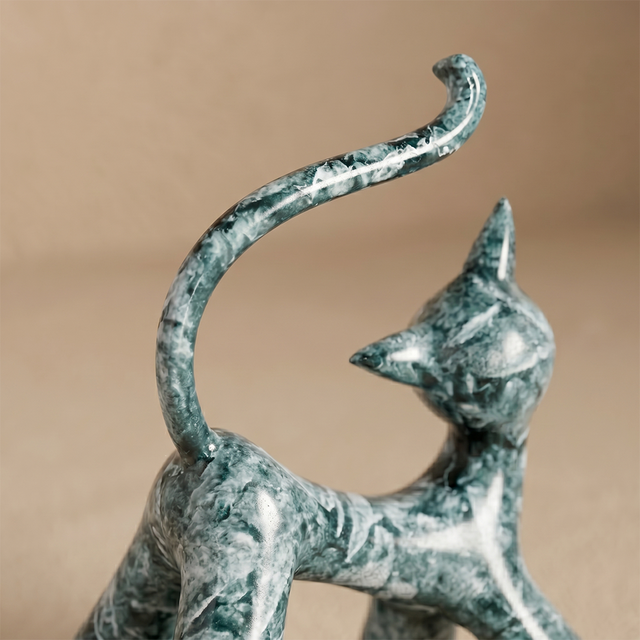 Teal Walking Cat Curved Tail