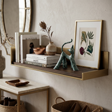 Teal Walking Cat On Brass Shelf