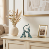 Teal Walking Cat On Cream Console