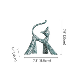 Teal Walking Cat Sculpture With Size