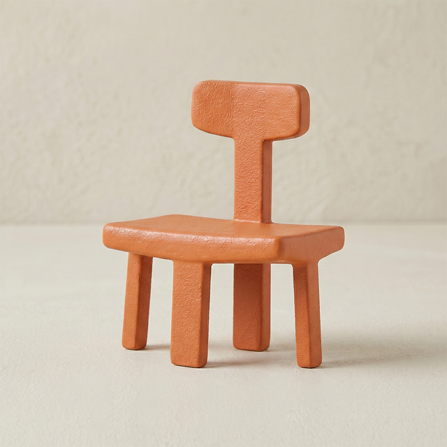 Terracotta miniature wooden chair decor ornament