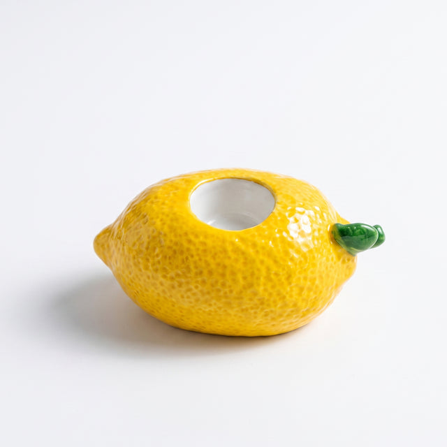 Textured Yellow Ceramic Lemon Candle Holder