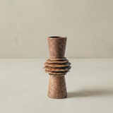 Textured brown layered ceramic vase