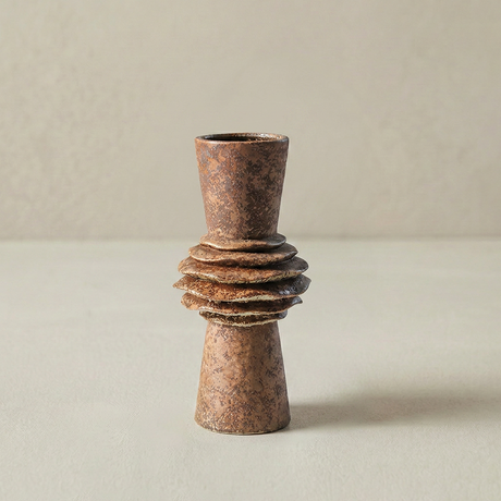 Textured-brown-layered ceramic vase